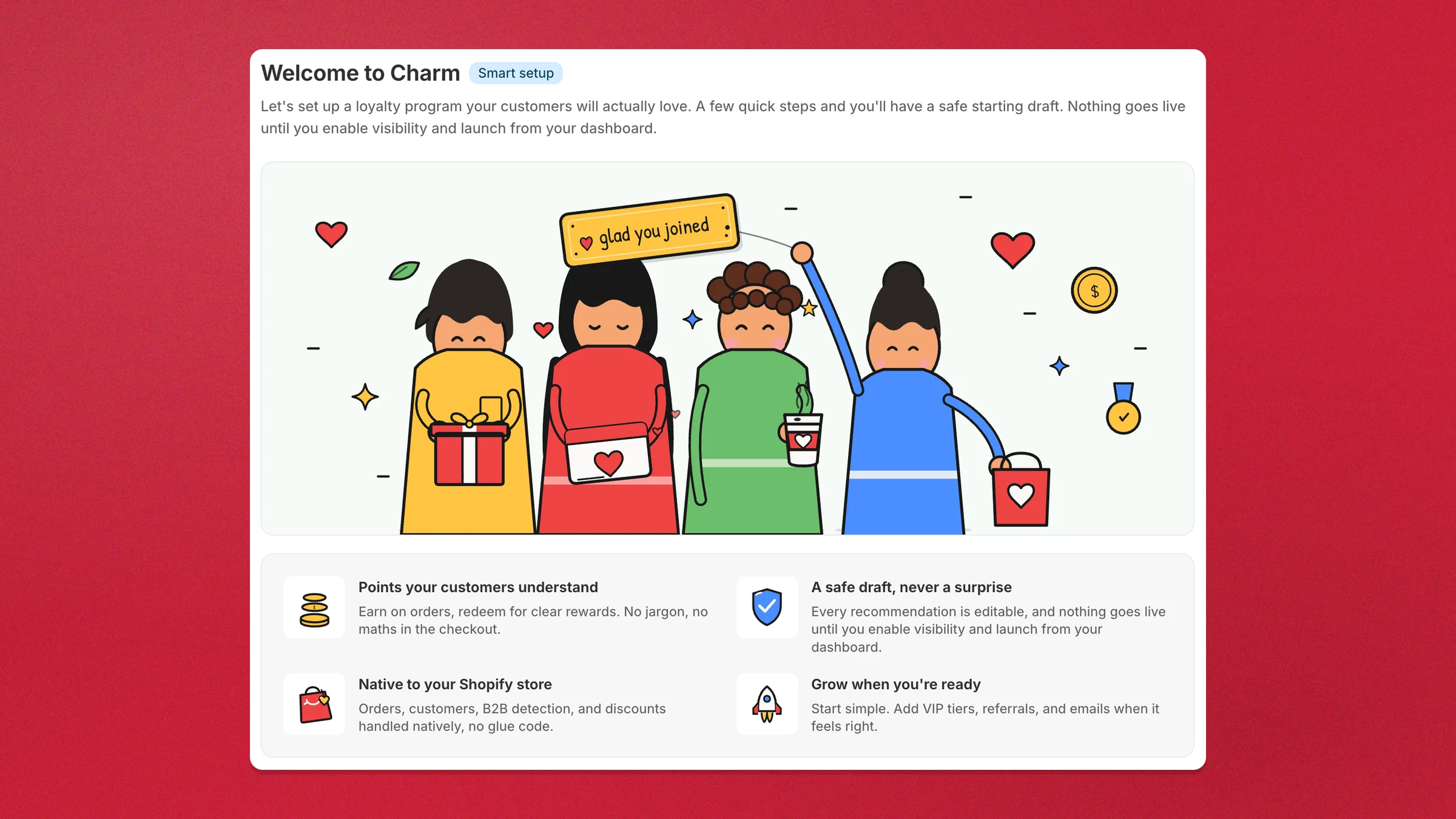 Welcome to Charm — set up a loyalty program your customers will actually love